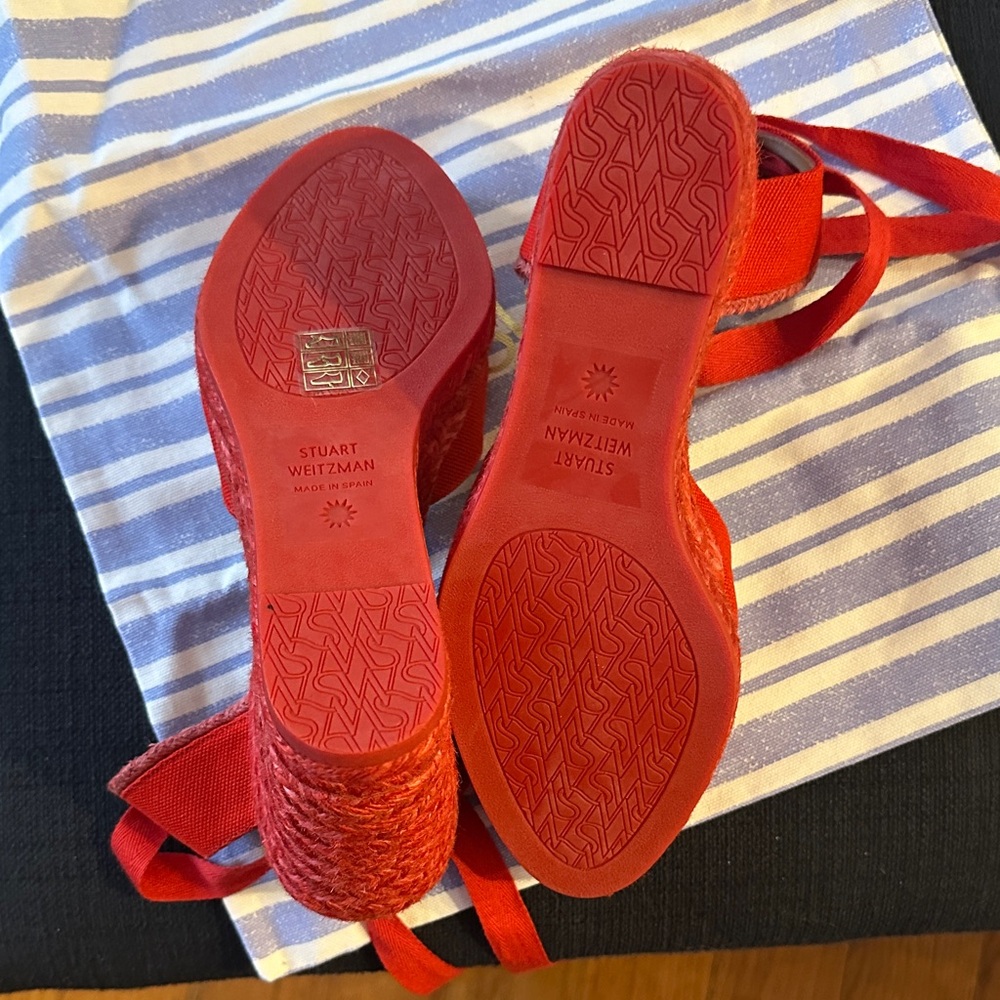 Stuart Weitzman Red Espadrille Sandals w/Dust Bag NWOT - Picture 6 of 6
